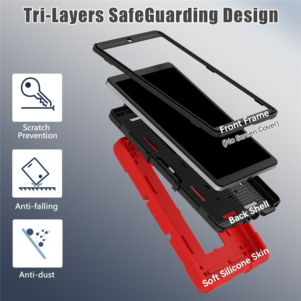 For Lenovo Tab M8 (4th Gen) 2024 TB-301XU / M8 (4th Gen) 2023 TB-300FU Tablet Case Robot Style Silicone + PC Kickstand Cover - Red / Black