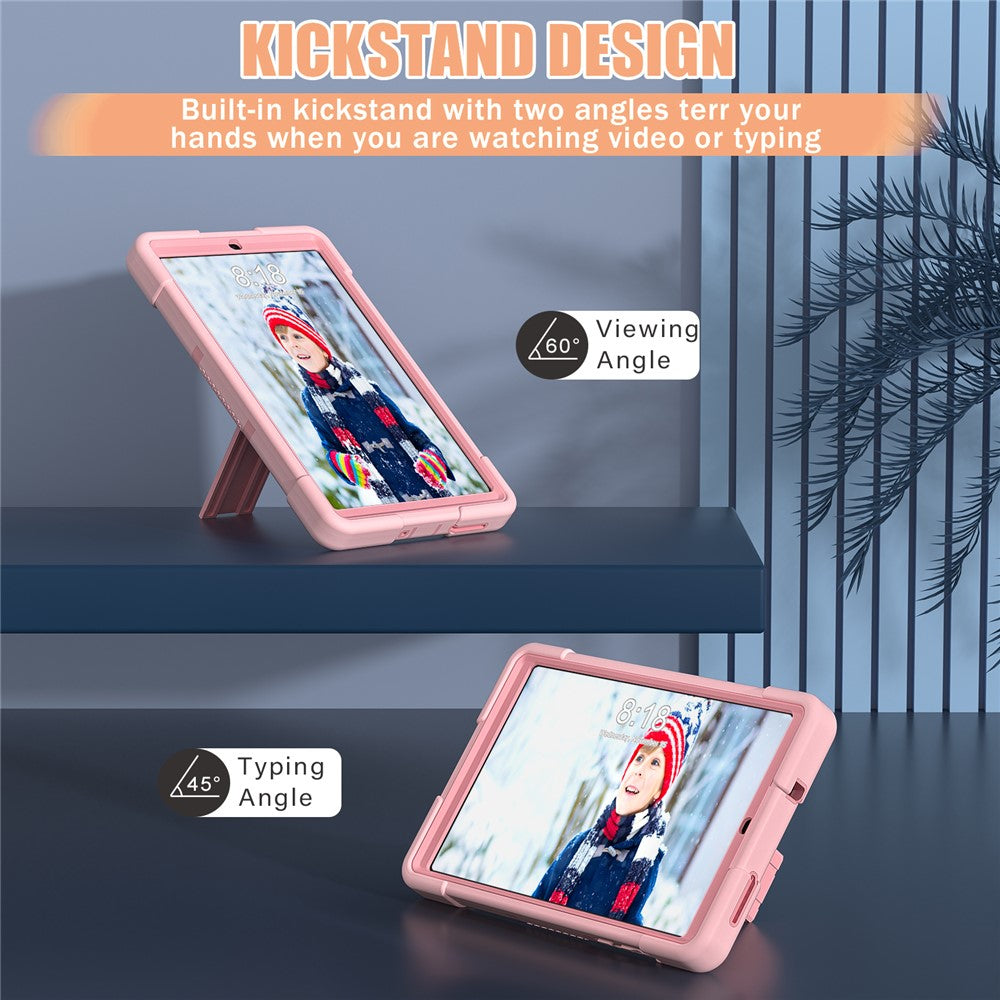 For Lenovo Tab M8 (4th Gen) 2024 TB-301XU / M8 (4th Gen) 2023 TB-300FU Tablet Case Robot Style Silicone + PC Kickstand Cover - Rose Gold