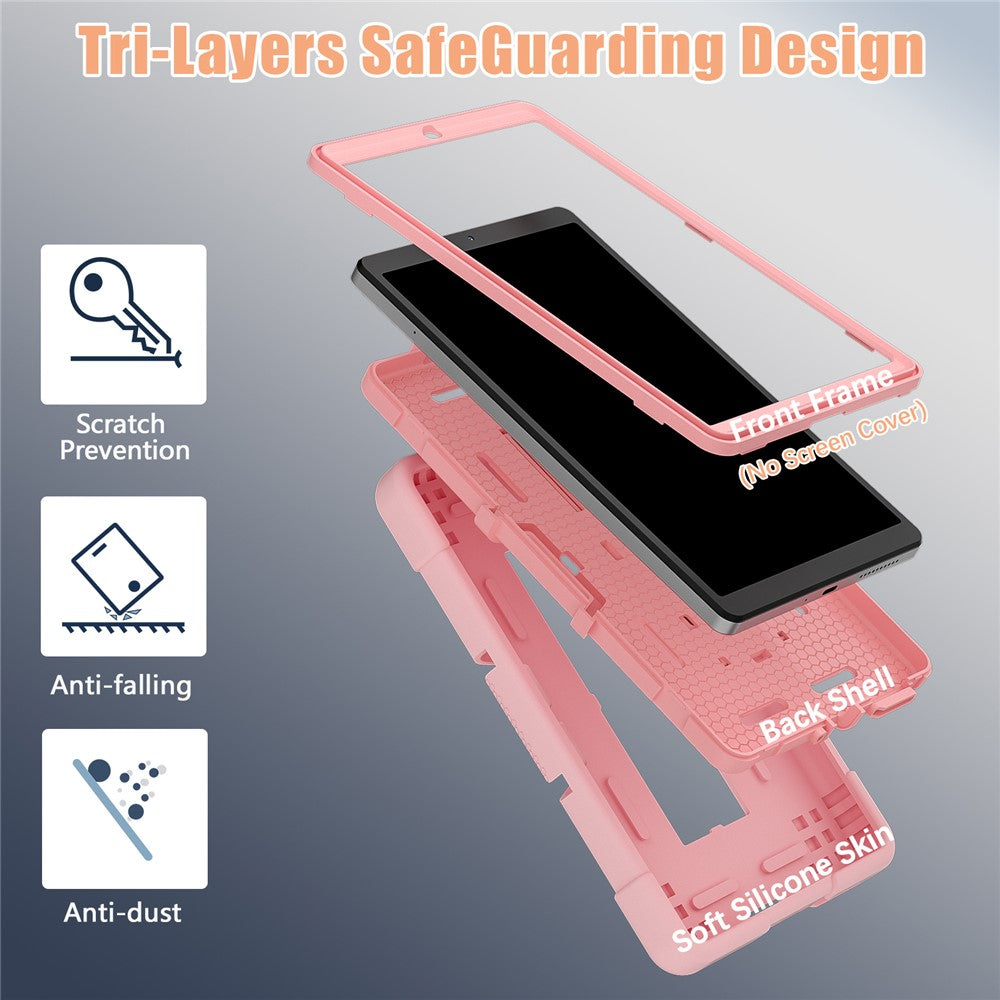 For Lenovo Tab M8 (4th Gen) 2024 TB-301XU / M8 (4th Gen) 2023 TB-300FU Tablet Case Robot Style Silicone + PC Kickstand Cover - Rose Gold