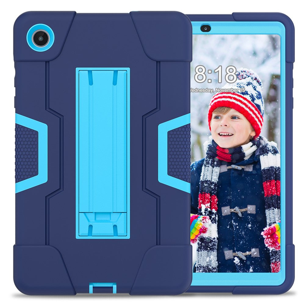 For Lenovo Tab M8 (4th Gen) 2024 TB-301XU / M8 (4th Gen) 2023 TB-300FU Tablet Case Robot Style Silicone + PC Kickstand Cover - Navy Blue / Blue