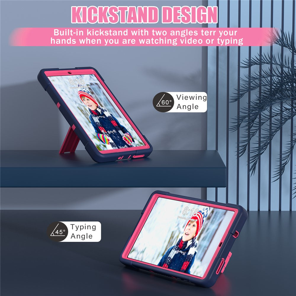 For Lenovo Tab M8 (4th Gen) 2024 TB-301XU / M8 (4th Gen) 2023 TB-300FU Tablet Case Robot Style Silicone + PC Kickstand Cover - Navy Blue / Rose