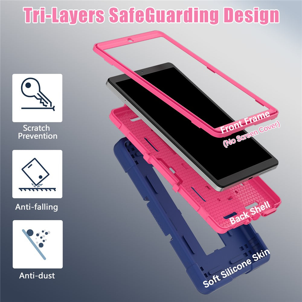 For Lenovo Tab M8 (4th Gen) 2024 TB-301XU / M8 (4th Gen) 2023 TB-300FU Tablet Case Robot Style Silicone + PC Kickstand Cover - Navy Blue / Rose