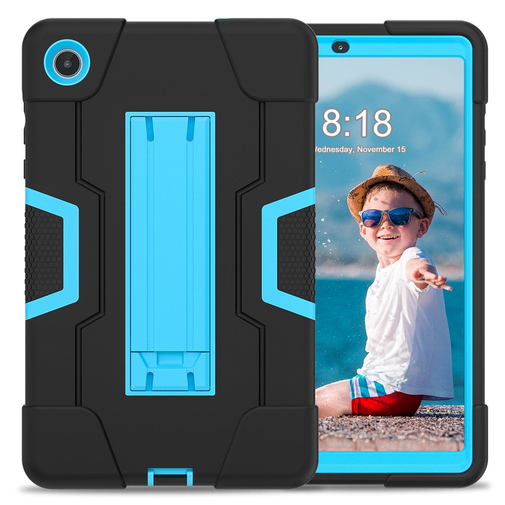 For Lenovo Tab M8 (4th Gen) 2024 TB-301XU / M8 (4th Gen) 2023 TB-300FU Tablet Case Robot Style Silicone + PC Kickstand Cover - Black / Blue