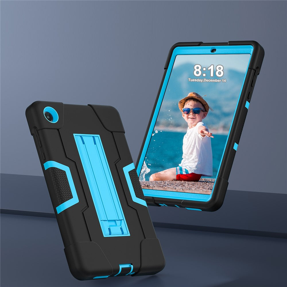 For Lenovo Tab M8 (4th Gen) 2024 TB-301XU / M8 (4th Gen) 2023 TB-300FU Tablet Case Robot Style Silicone + PC Kickstand Cover - Black / Blue