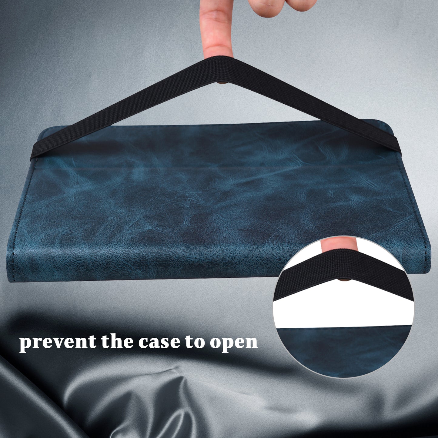 For Samsung Galaxy Tab S10+ / S9+ / S9 FE+ PU Leather Tablet Case Line Imprinted Stand Cover with Card Slots - Blue