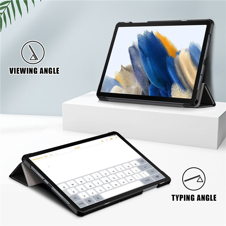 For Samsung Galaxy Tab A9+ X210 / X216 / X218 PU Leather Smart Cover Tri-Fold Stand Tablet Case - Black