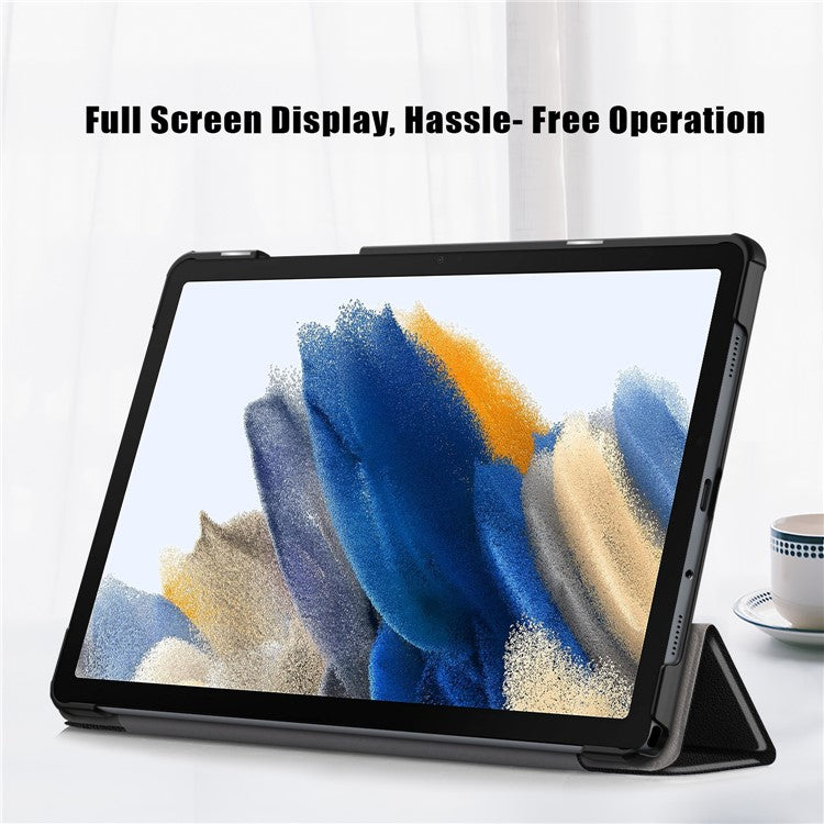 For Samsung Galaxy Tab A9+ X210 / X216 / X218 PU Leather Smart Cover Tri-Fold Stand Tablet Case - Black