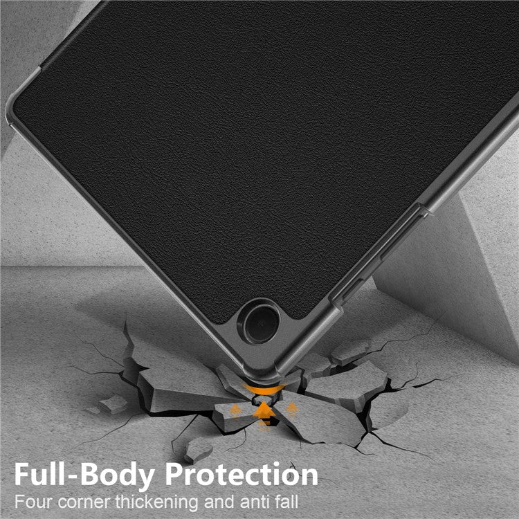 For Samsung Galaxy Tab A9+ X210 / X216 / X218 PU Leather Smart Cover Tri-Fold Stand Tablet Case - Black