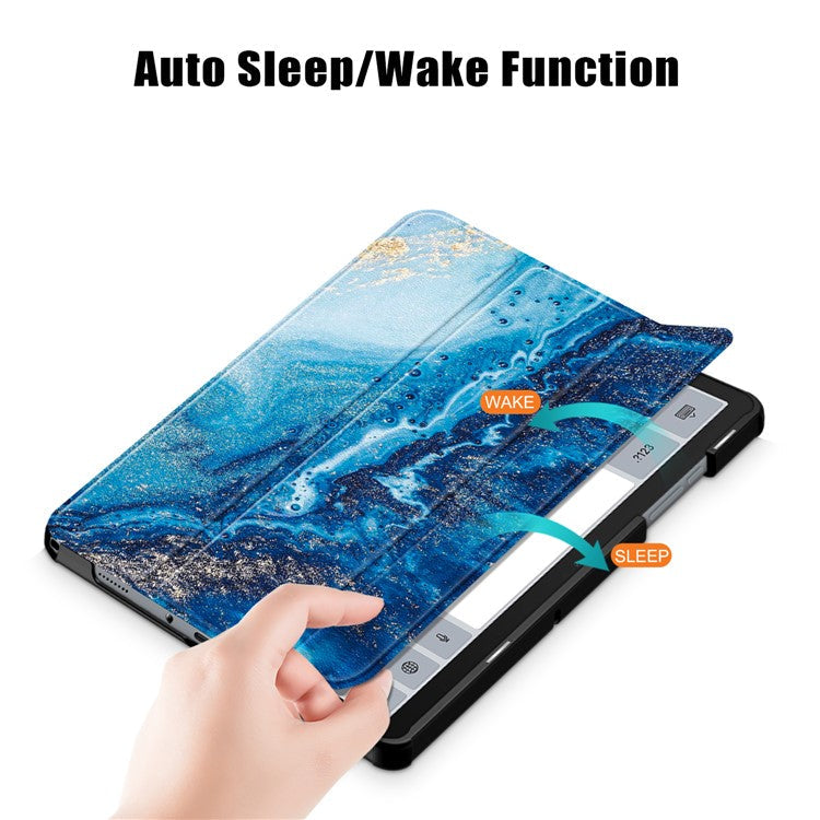For Samsung Galaxy Tab A9+ X210 / X216 / X218 Trifold Stand Smart Folio Cover PU Leather Pattern Printing Tablet Case - Wave