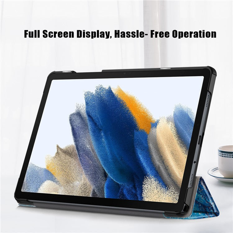 For Samsung Galaxy Tab A9+ X210 / X216 / X218 Trifold Stand Smart Folio Cover PU Leather Pattern Printing Tablet Case - Wave