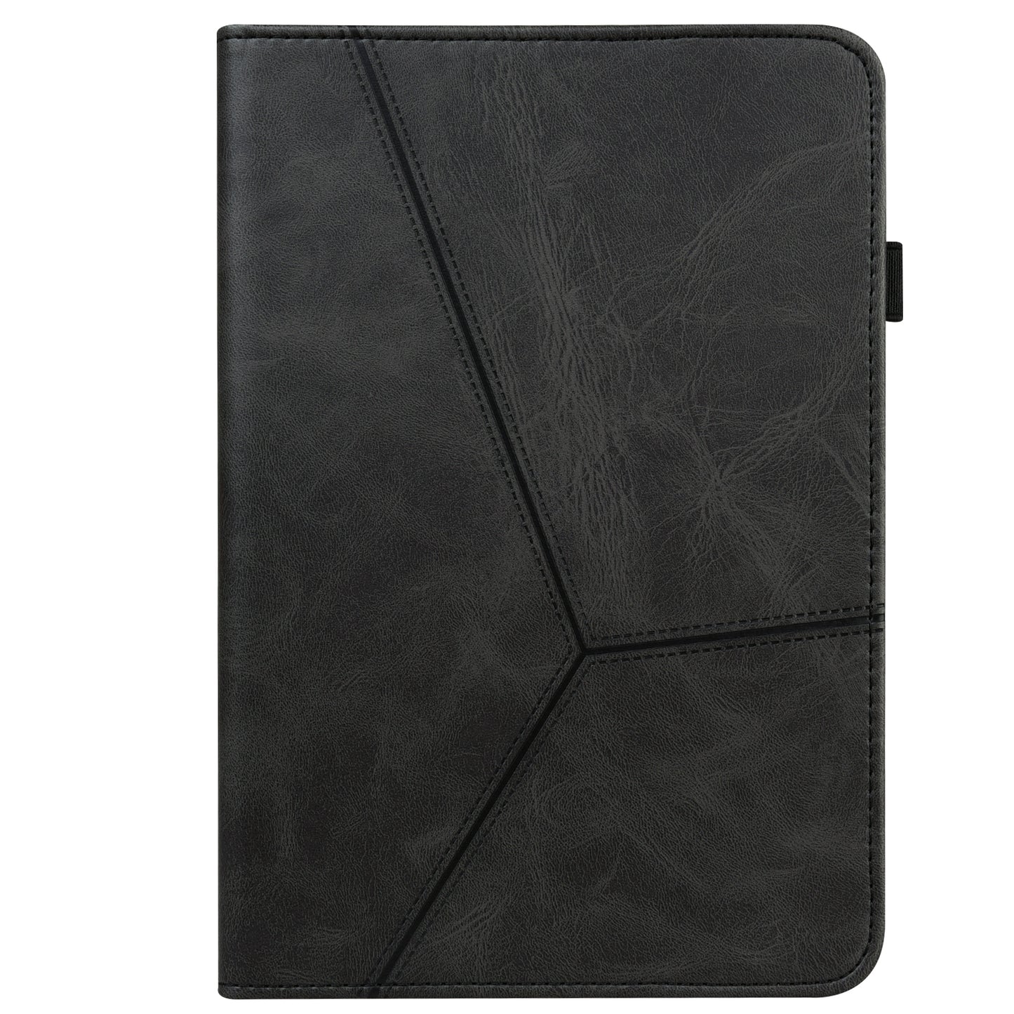 For Samsung Galaxy Tab S10 / S9 / S9 FE PU Stand Cover Line Imprinted Protective Tablet Cover with Card Slots - Black