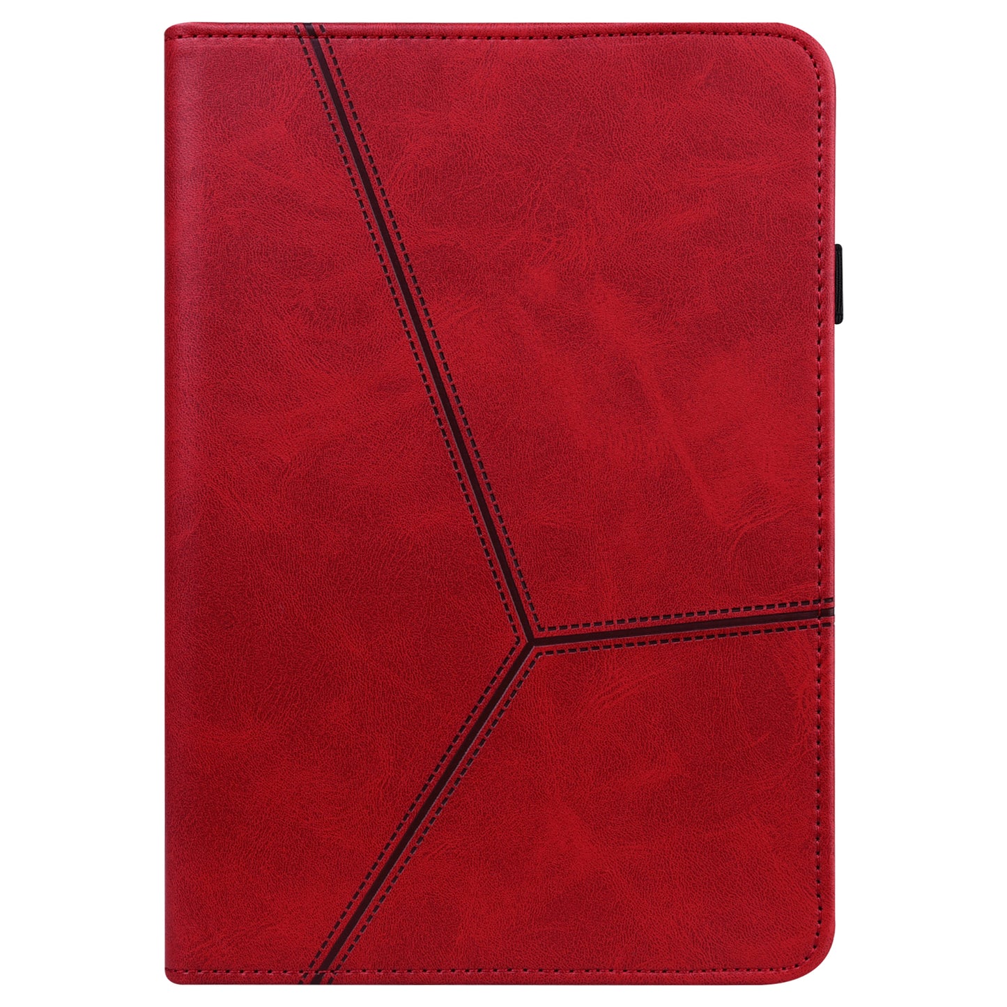 For Samsung Galaxy Tab S10 / S9 / S9 FE PU Stand Cover Line Imprinted Protective Tablet Cover with Card Slots - Red