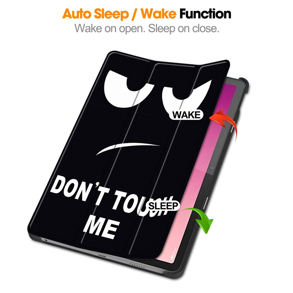 For Lenovo Tab M10 5G PU Leather Trifold Stand Cover Pattern Printing Auto Wake / Sleep Tablet Case - Don't Touch Me