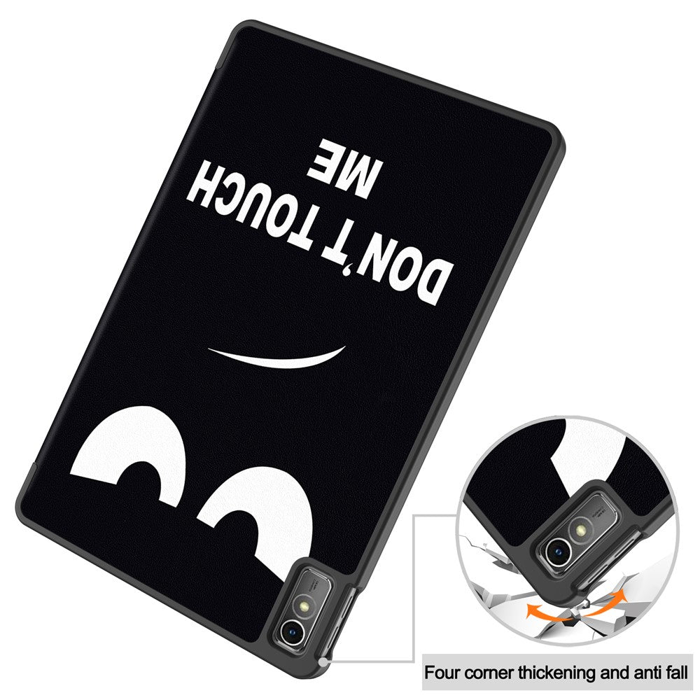 For Lenovo Tab M10 5G PU Leather Trifold Stand Cover Pattern Printing Auto Wake / Sleep Tablet Case - Don't Touch Me