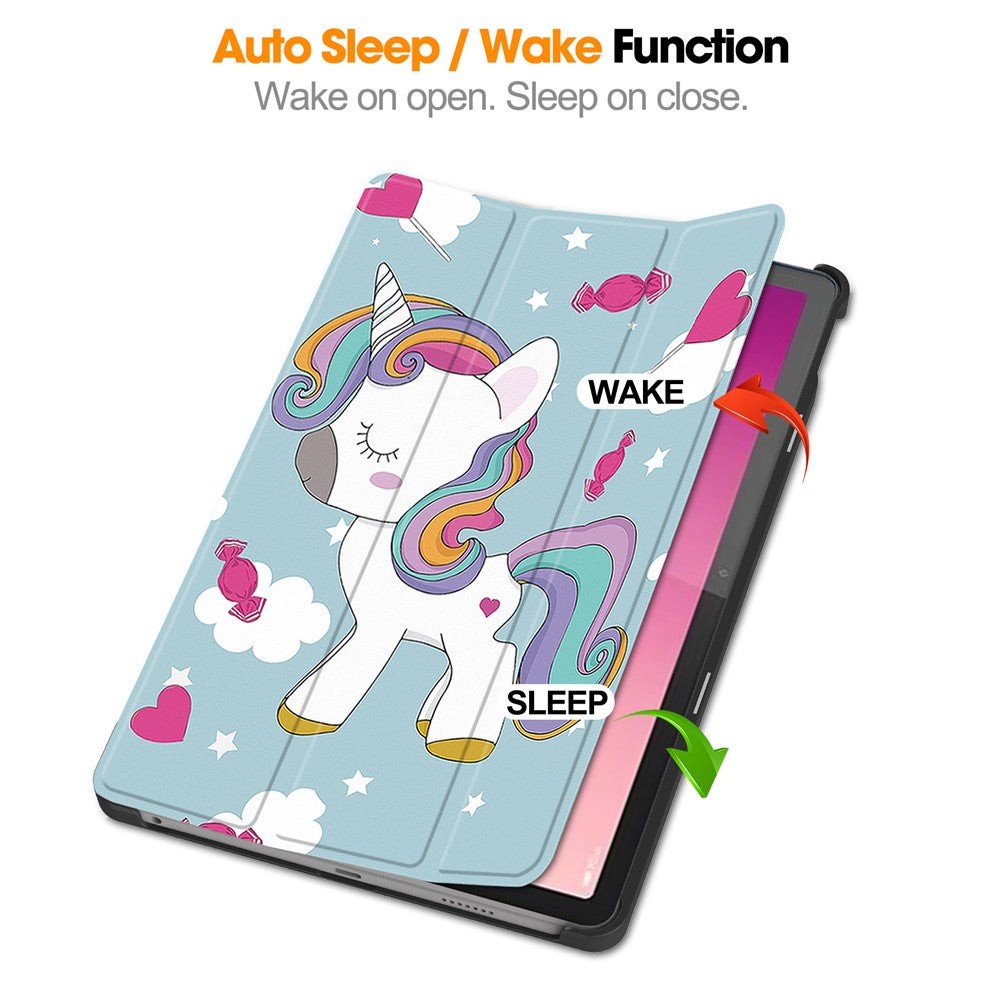 For Lenovo Tab M10 5G PU Leather Trifold Stand Cover Pattern Printing Auto Wake / Sleep Tablet Case - Horse
