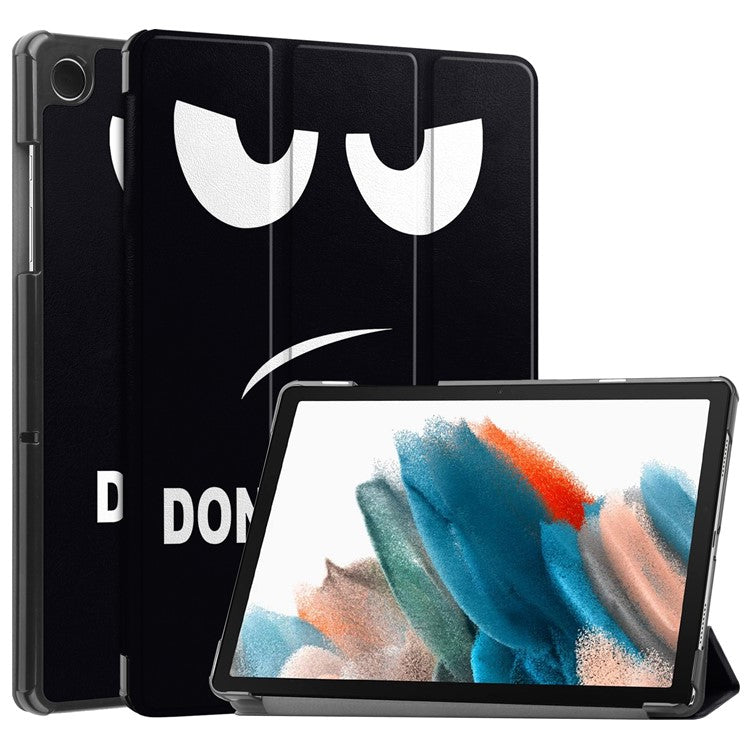 For Samsung Galaxy Tab A9+ Trifold Stand Tablet Case PU Leather Pattern Printing Smart Protective Cover - Don't Touch Me