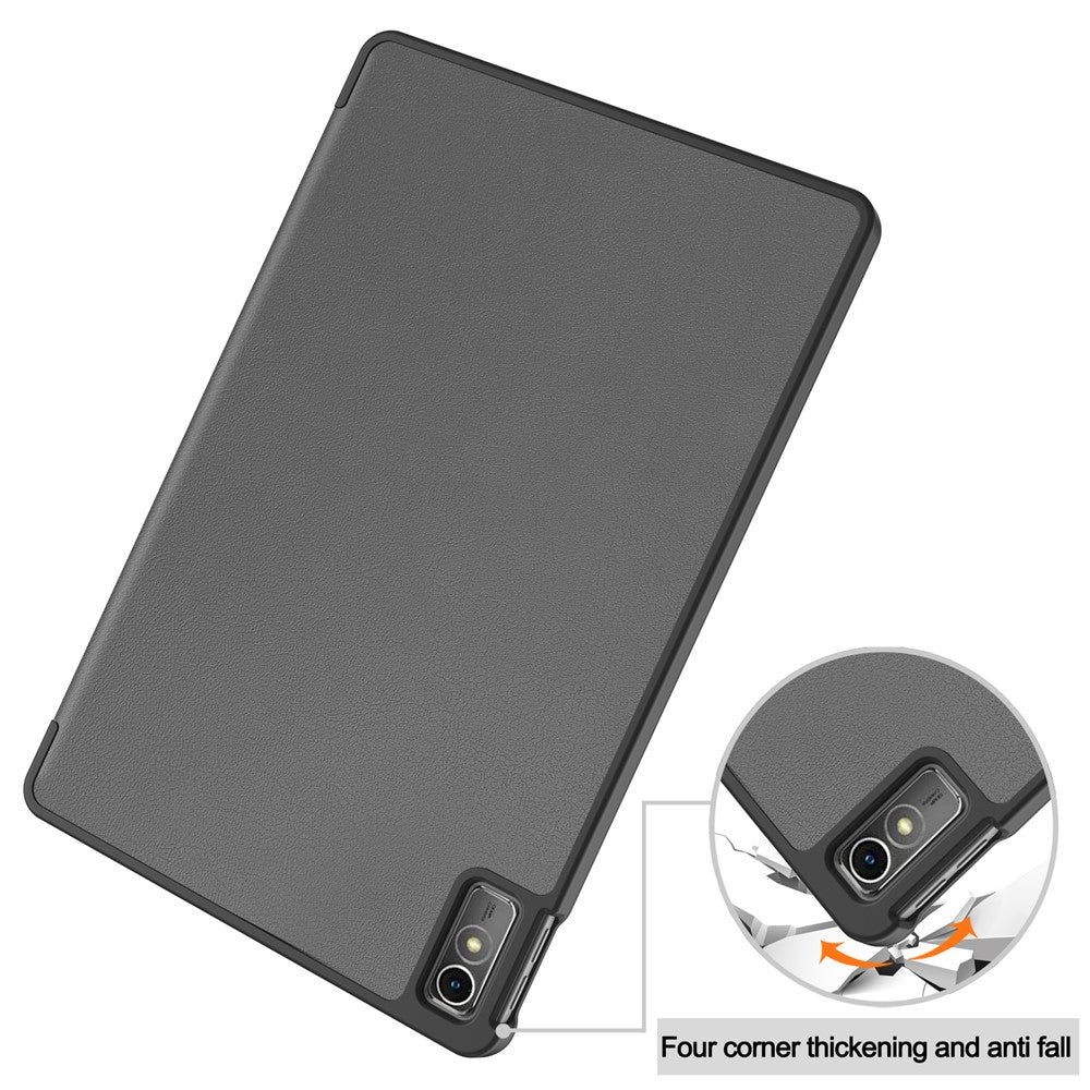 For Lenovo Tab M10 5G Tri-fold Stand Smart Cover PU Leather Auto Wake / Sleep Tablet Case - Grey