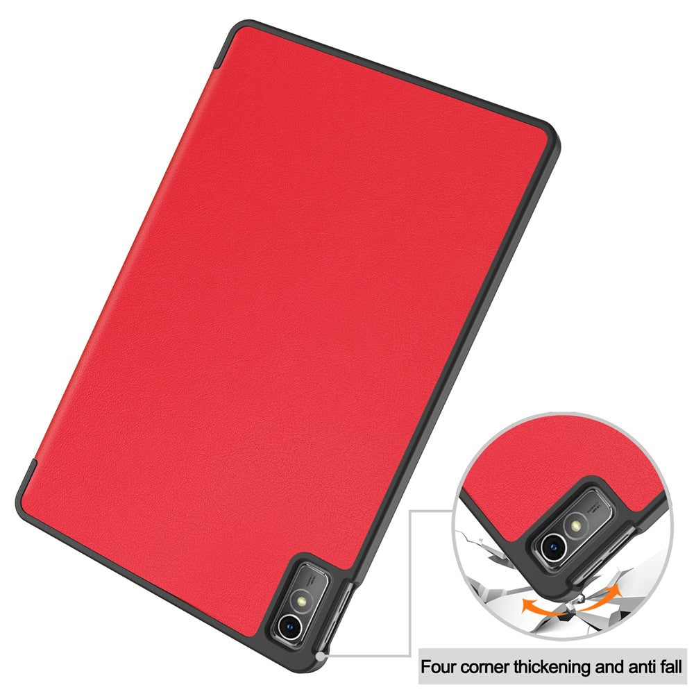 For Lenovo Tab M10 5G Tri-fold Stand Smart Cover PU Leather Auto Wake / Sleep Tablet Case - Red