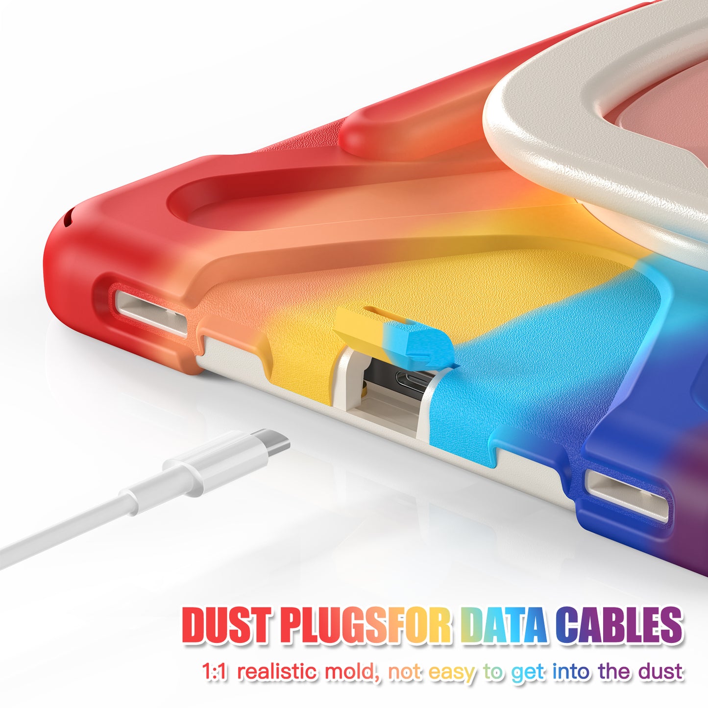 For Samsung Galaxy Tab S9 FE / S9 / S8 / S7 Hard PC+Soft Silicone Case Rotating Kickstand Shockproof Tablet Cover - Colorful Red