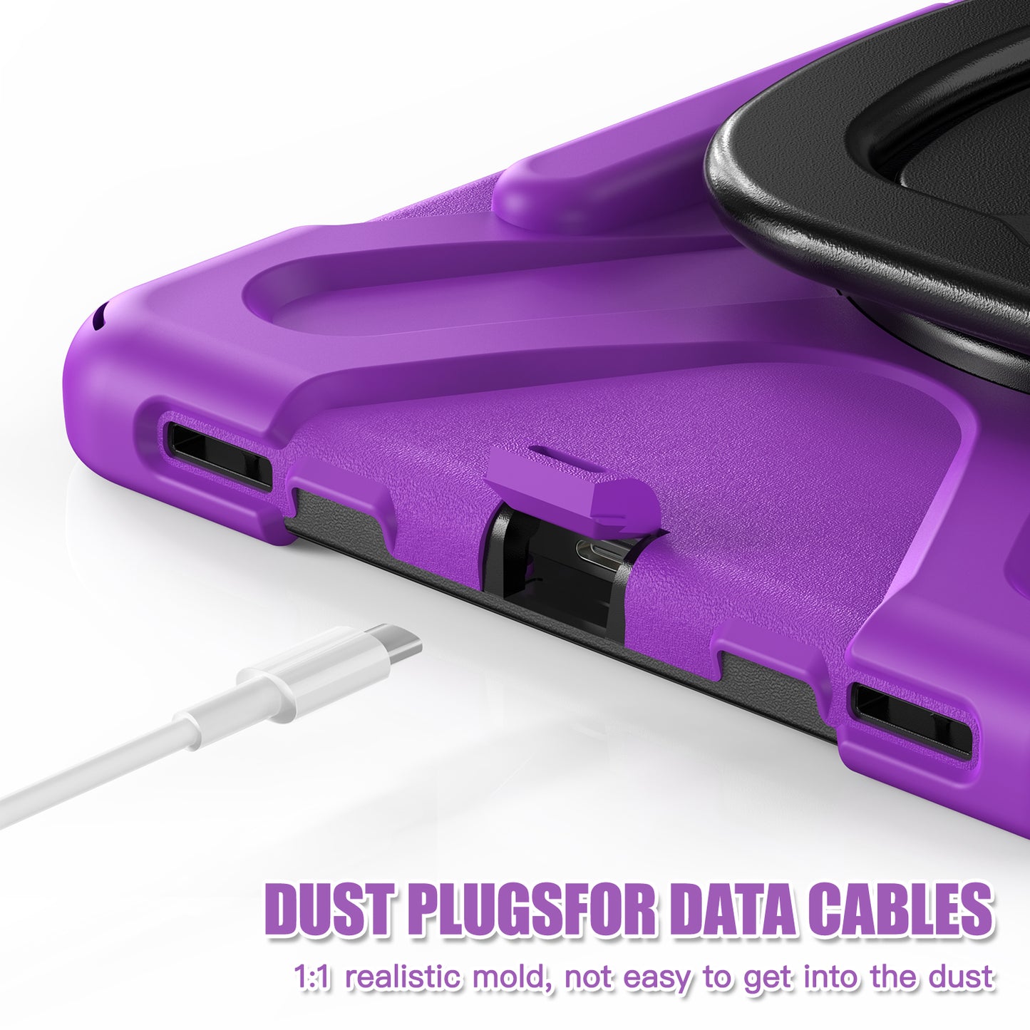 For Samsung Galaxy Tab S9 FE / S9 / S8 / S7 Hard PC+Soft Silicone Case Rotating Kickstand Shockproof Tablet Cover - Purple