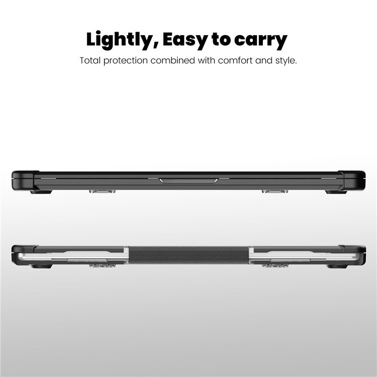 For Macbook Air 15 inch (2025) / (2024) A3114 M3 / (2023) M2 A2941 PC+TPU Laptop Case Heat Dissipation Kickstand Non-Slip Notebook Cover - Black