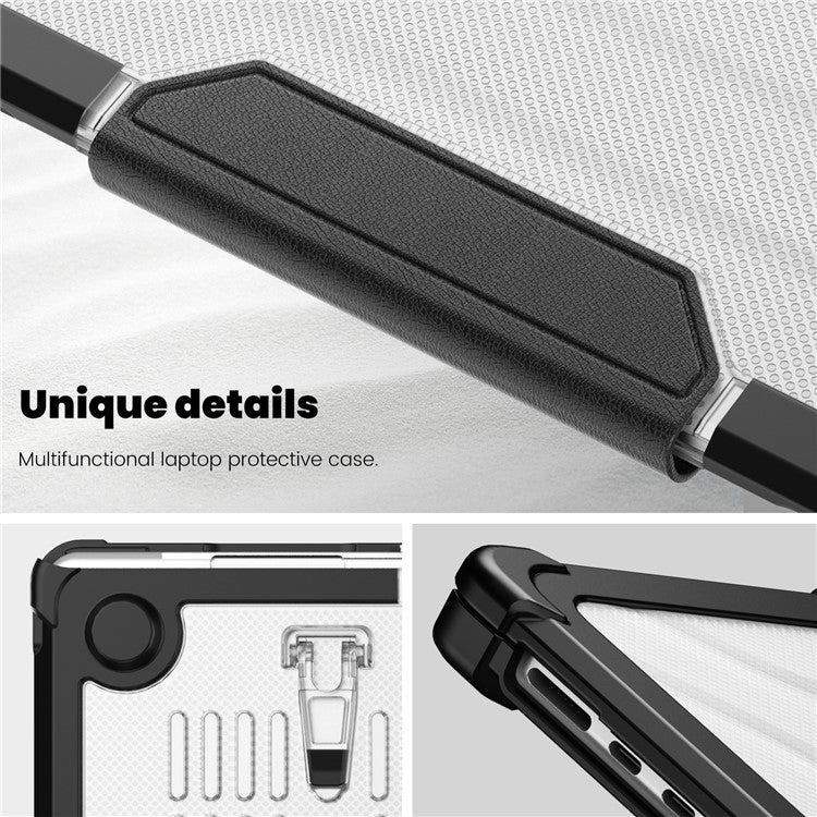 For Macbook Air 15 inch (2025) / (2024) A3114 M3 / (2023) M2 A2941 PC+TPU Laptop Case Heat Dissipation Kickstand Non-Slip Notebook Cover - Black