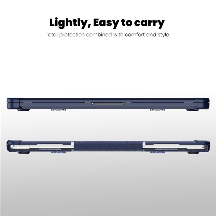 For Macbook Air 15 inch (2025) / (2024) A3114 M3 / (2023) M2 A2941 PC+TPU Laptop Case Heat Dissipation Kickstand Non-Slip Notebook Cover - Navy Blue