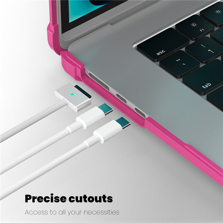 For Macbook Air 15 inch (2025) / (2024) A3114 M3 / (2023) M2 A2941 PC+TPU Laptop Case Heat Dissipation Kickstand Non-Slip Notebook Cover - Rose