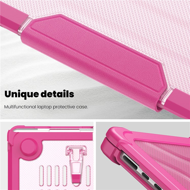 For Macbook Air 15 inch (2025) / (2024) A3114 M3 / (2023) M2 A2941 PC+TPU Laptop Case Heat Dissipation Kickstand Non-Slip Notebook Cover - Rose