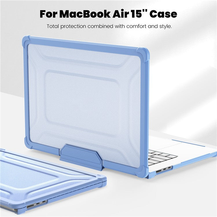 For Macbook Air 15 inch (2025) / (2024) A3114 M3 / (2023) M2 A2941 PC+TPU Laptop Case Heat Dissipation Kickstand Non-Slip Notebook Cover - Baby Blue