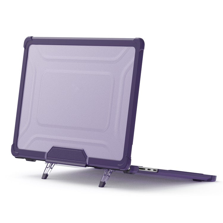 For Macbook Air 15 inch (2025) / (2024) A3114 M3 / (2023) M2 A2941 PC+TPU Laptop Case Heat Dissipation Kickstand Non-Slip Notebook Cover - Purple