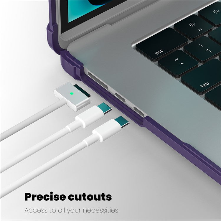 For Macbook Air 15 inch (2025) / (2024) A3114 M3 / (2023) M2 A2941 PC+TPU Laptop Case Heat Dissipation Kickstand Non-Slip Notebook Cover - Purple