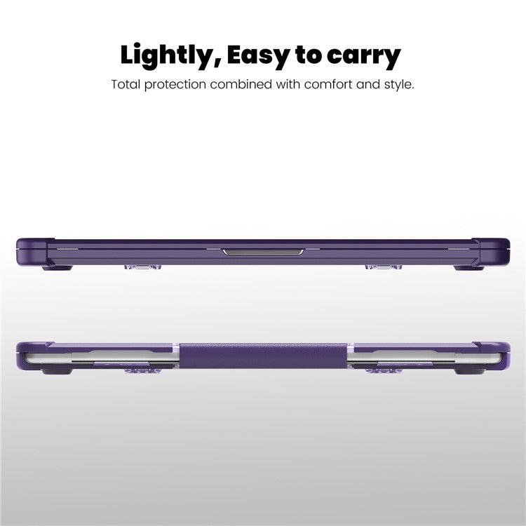 For Macbook Air 15 inch (2025) / (2024) A3114 M3 / (2023) M2 A2941 PC+TPU Laptop Case Heat Dissipation Kickstand Non-Slip Notebook Cover - Purple