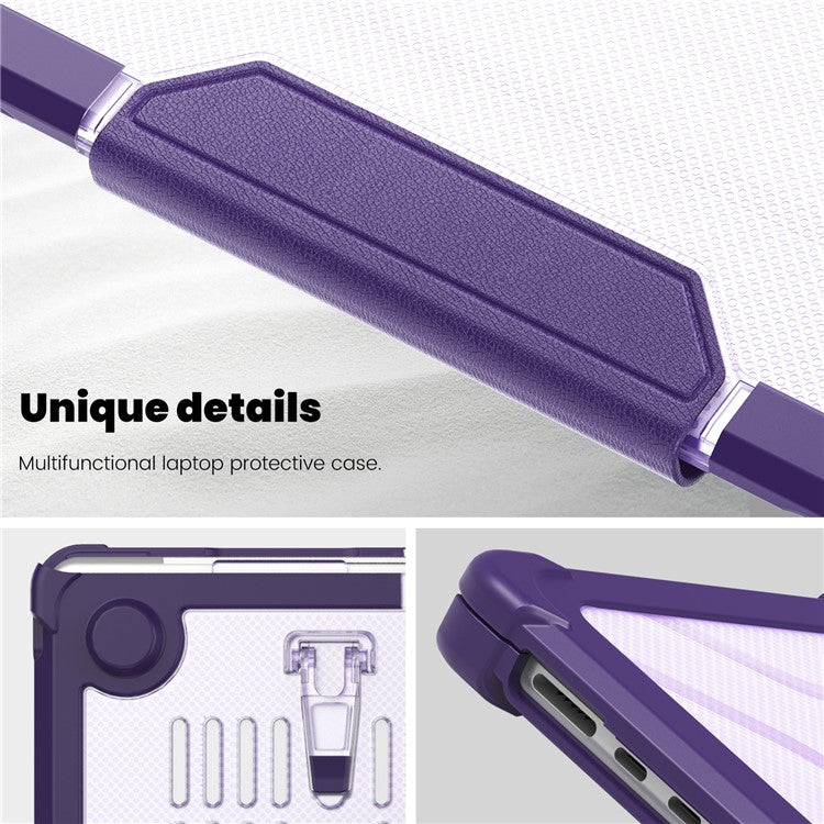 For Macbook Air 15 inch (2025) / (2024) A3114 M3 / (2023) M2 A2941 PC+TPU Laptop Case Heat Dissipation Kickstand Non-Slip Notebook Cover - Purple