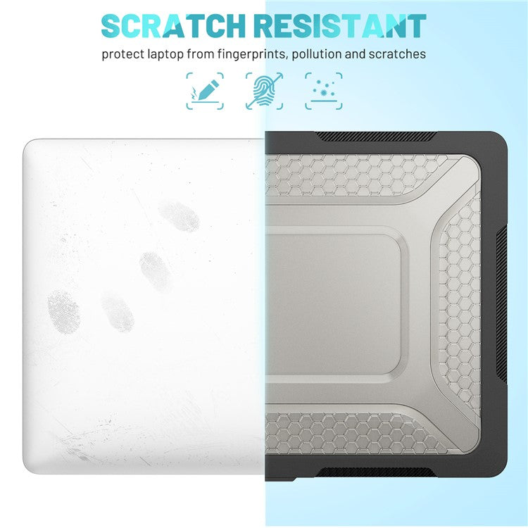 For Macbook Air 15 inch (2025) / (2024) A3114 M3 / (2023) M2 A2941 Anti-Slip Laptop Case Honeycomb Heat Dissipation Kickstand PC+TPU Cover - Black