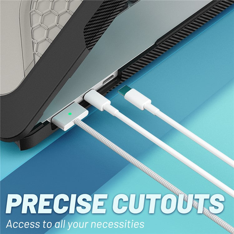 For Macbook Air 15 inch (2025) / (2024) A3114 M3 / (2023) M2 A2941 Anti-Slip Laptop Case Honeycomb Heat Dissipation Kickstand PC+TPU Cover - Black