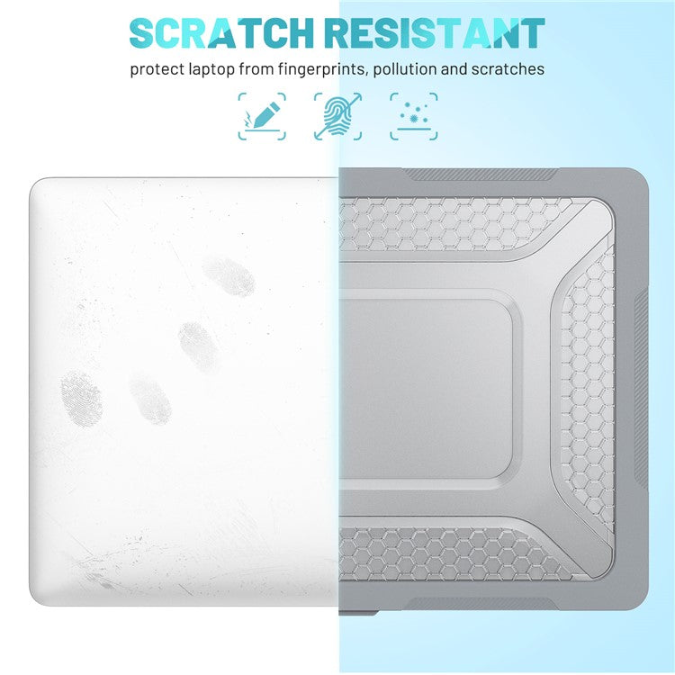 For Macbook Air 15 inch (2025) / (2024) A3114 M3 / (2023) M2 A2941 Anti-Slip Laptop Case Honeycomb Heat Dissipation Kickstand PC+TPU Cover - Grey