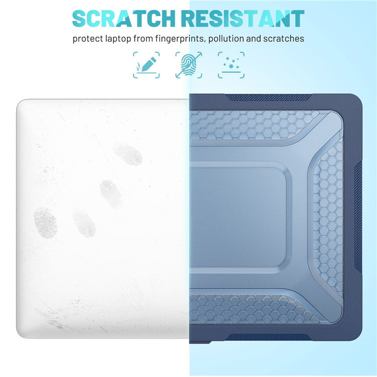 For Macbook Air 15 inch (2025) / (2024) A3114 M3 / (2023) M2 A2941 Anti-Slip Laptop Case Honeycomb Heat Dissipation Kickstand PC+TPU Cover - Sapphire