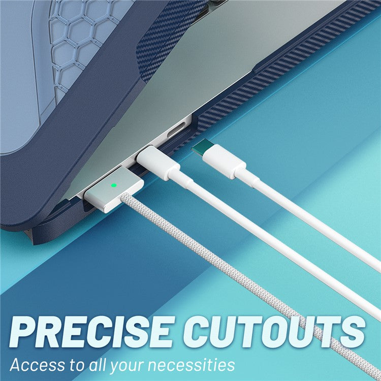 For Macbook Air 15 inch (2025) / (2024) A3114 M3 / (2023) M2 A2941 Anti-Slip Laptop Case Honeycomb Heat Dissipation Kickstand PC+TPU Cover - Sapphire