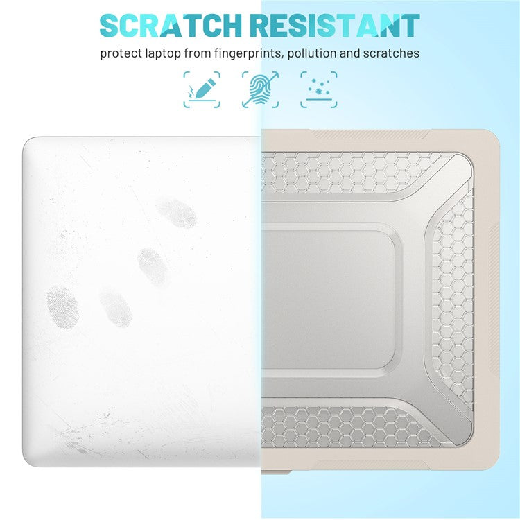 For Macbook Air 15 inch (2025) / (2024) A3114 M3 / (2023) M2 A2941 Anti-Slip Laptop Case Honeycomb Heat Dissipation Kickstand PC+TPU Cover - Apricot