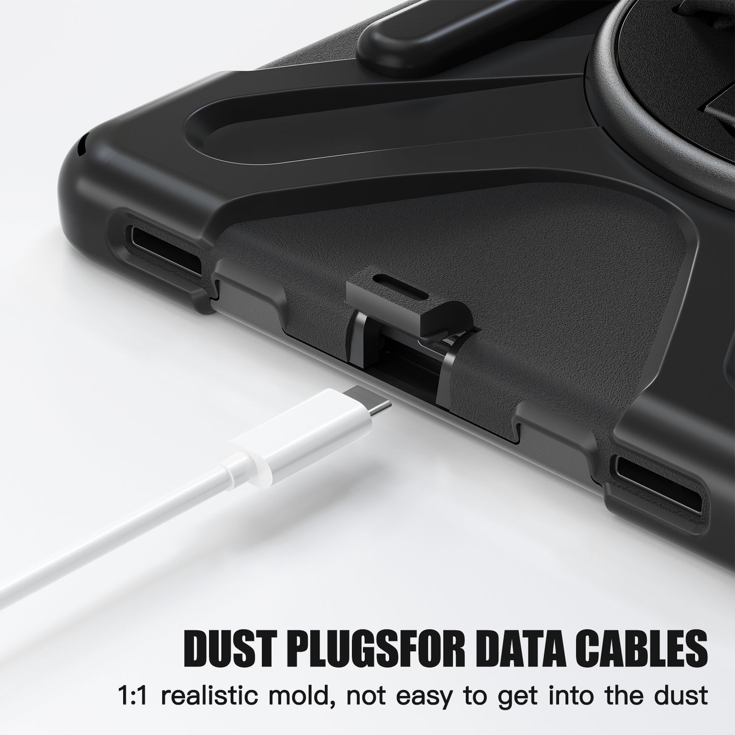 For Samsung Galaxy Tab S9 FE / S9 X710 / S8 X700 / S7 T870 Wrist Strap Tablet Case PC+Silicone Kickstand Protective Cover - Black