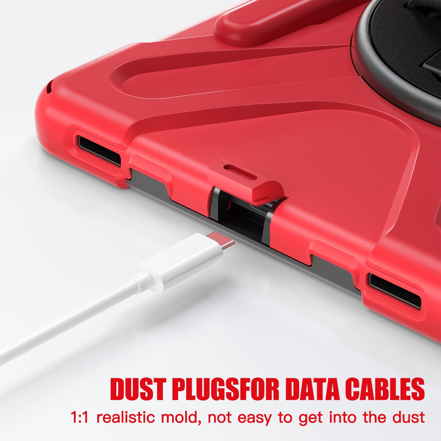 For Samsung Galaxy Tab S9 FE / S9 X710 / S8 X700 / S7 T870 Wrist Strap Tablet Case PC+Silicone Kickstand Protective Cover - Red