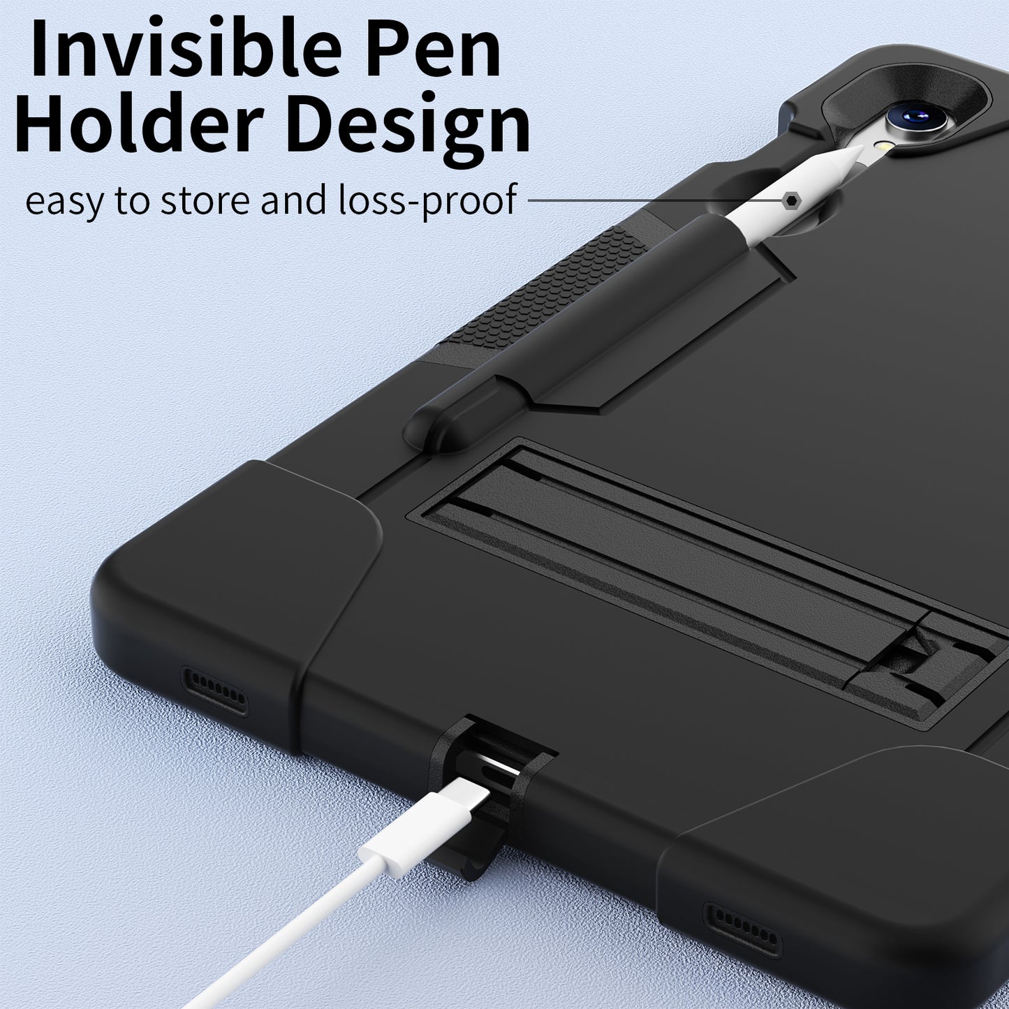 Silicone + PC Tablet Case for Samsung Galaxy Tab S9 SM-X710 / S9 FE SM-X510 Robot Style Dual Color Kickstand Cover - Black