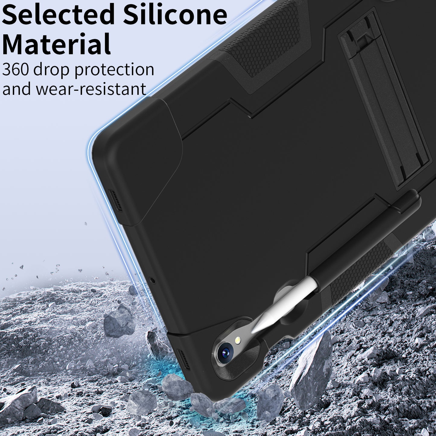 Silicone + PC Tablet Case for Samsung Galaxy Tab S9 SM-X710 / S9 FE SM-X510 Robot Style Dual Color Kickstand Cover - Black