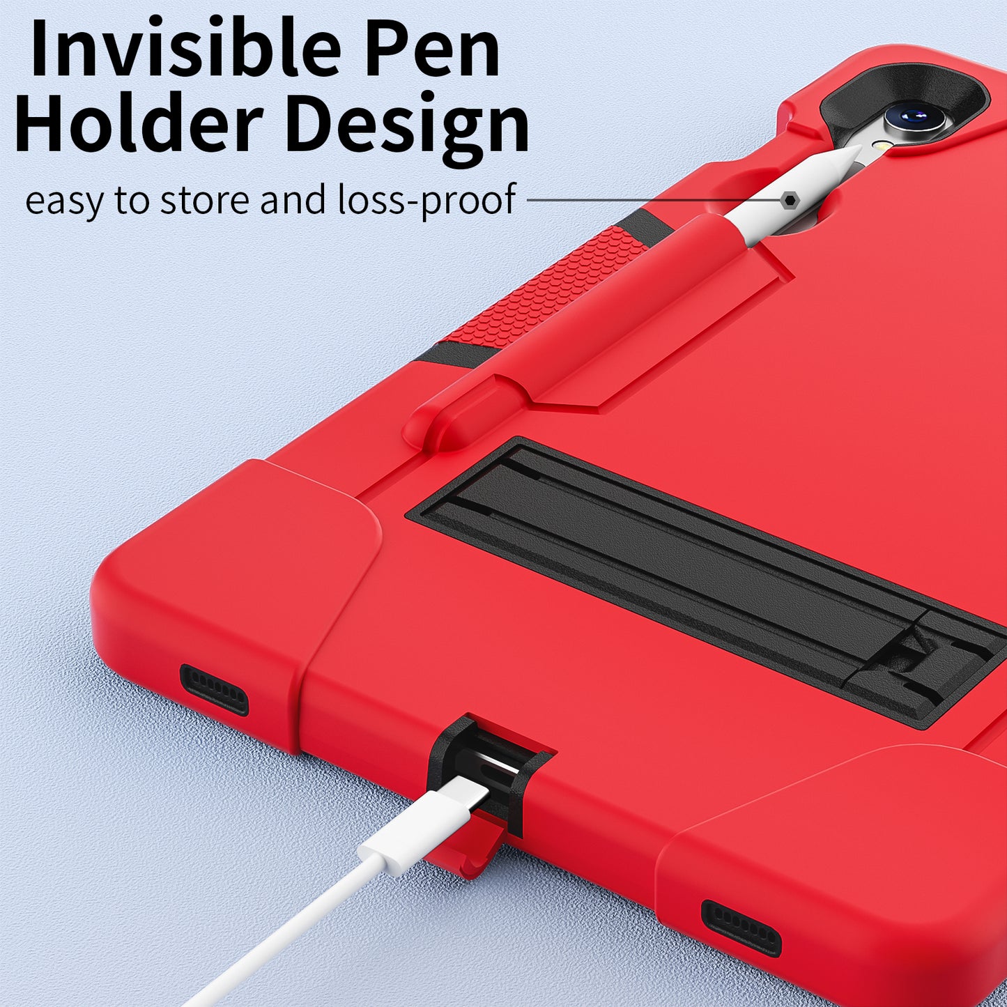 Silicone + PC Tablet Case for Samsung Galaxy Tab S9 SM-X710 / S9 FE SM-X510 Robot Style Dual Color Kickstand Cover - Red / Black