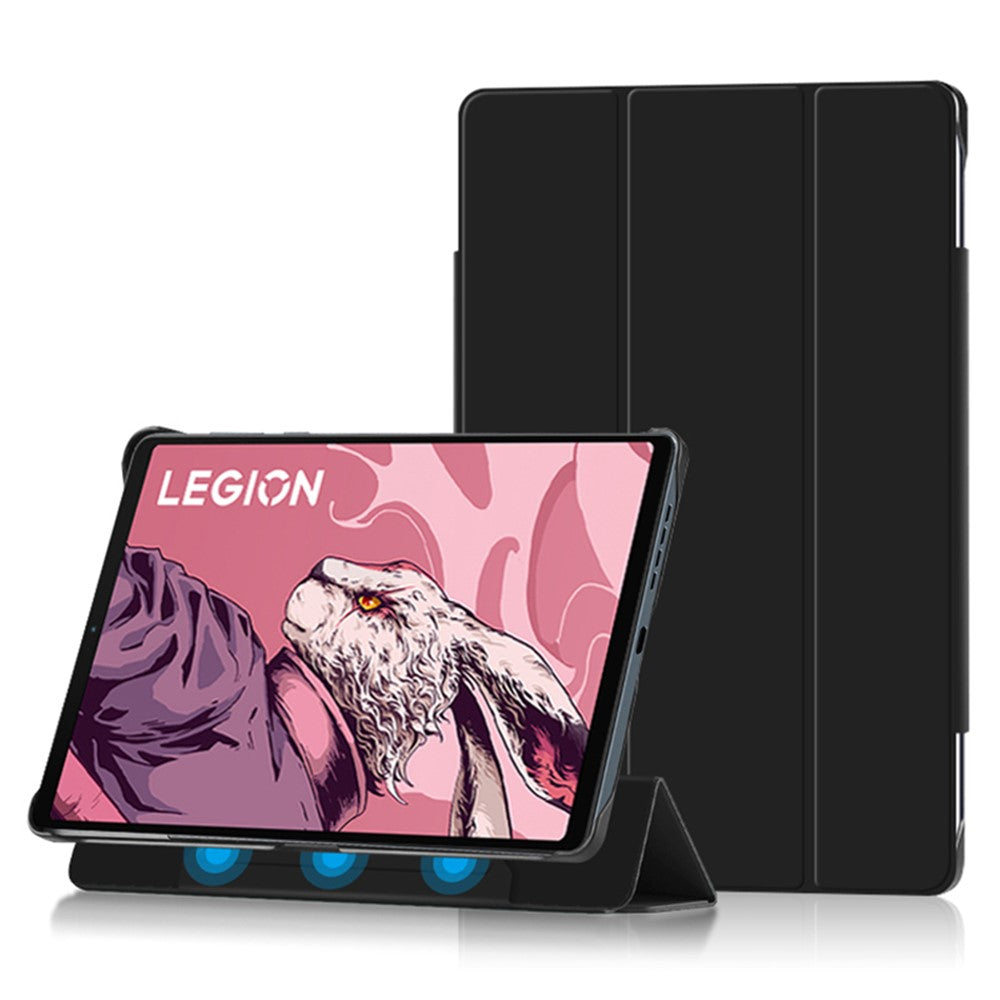 For Lenovo Legion Y700 Tri-Fold Stand Protective Tablet Case Magnetic Absorption PU Leather Cover - Green