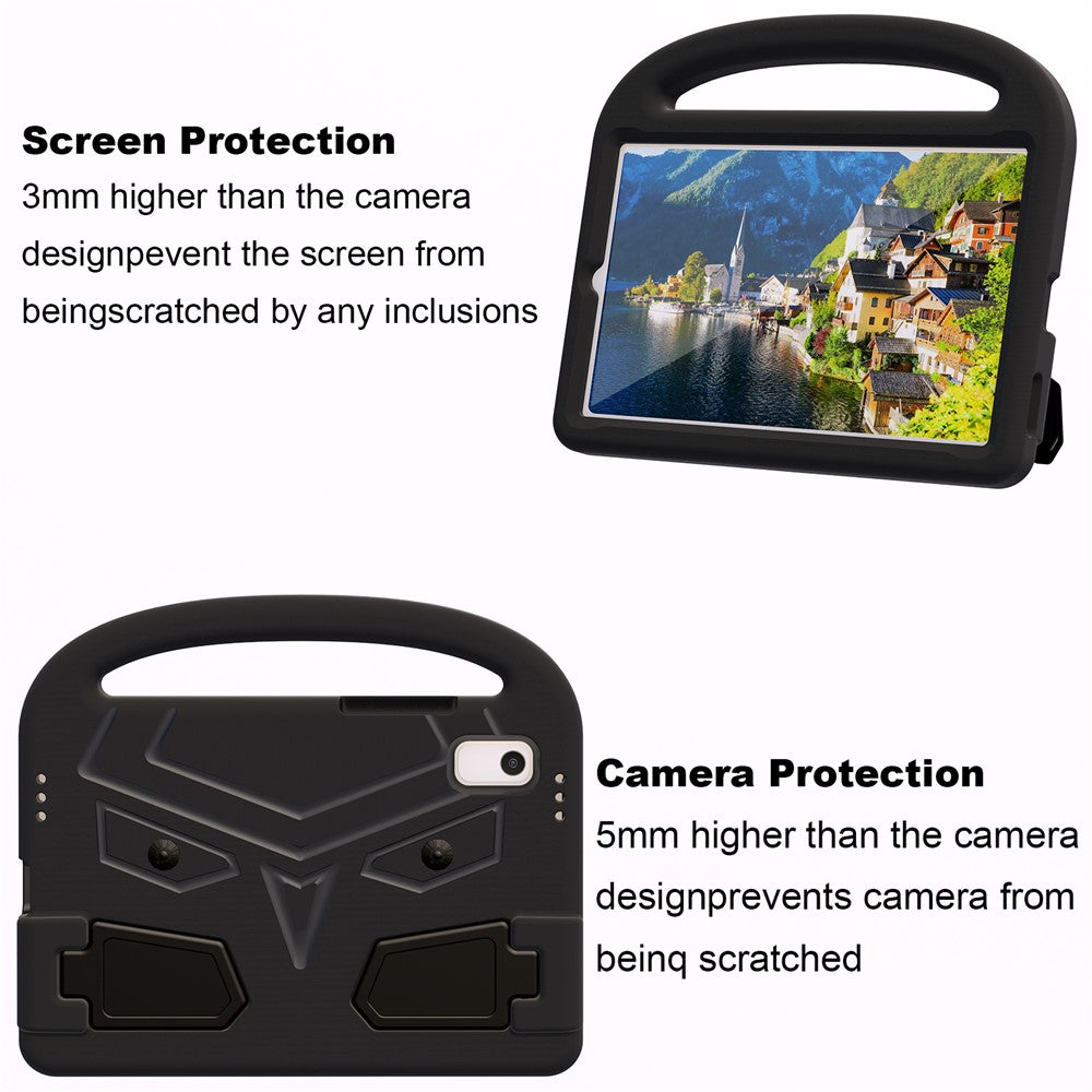 For Lenovo Tab M9 Sparrow Style EVA Case Foldable Kickstand Tablet Protective Cover with Portable Handle - Black