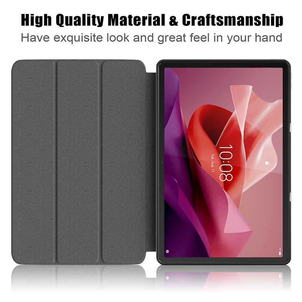 For Lenovo Lenovo Tab P12 TB371FC Pattern Printing Tri-fold Stand Tablet Cover PU Leather +TPU Tablet Case - The Milky Way