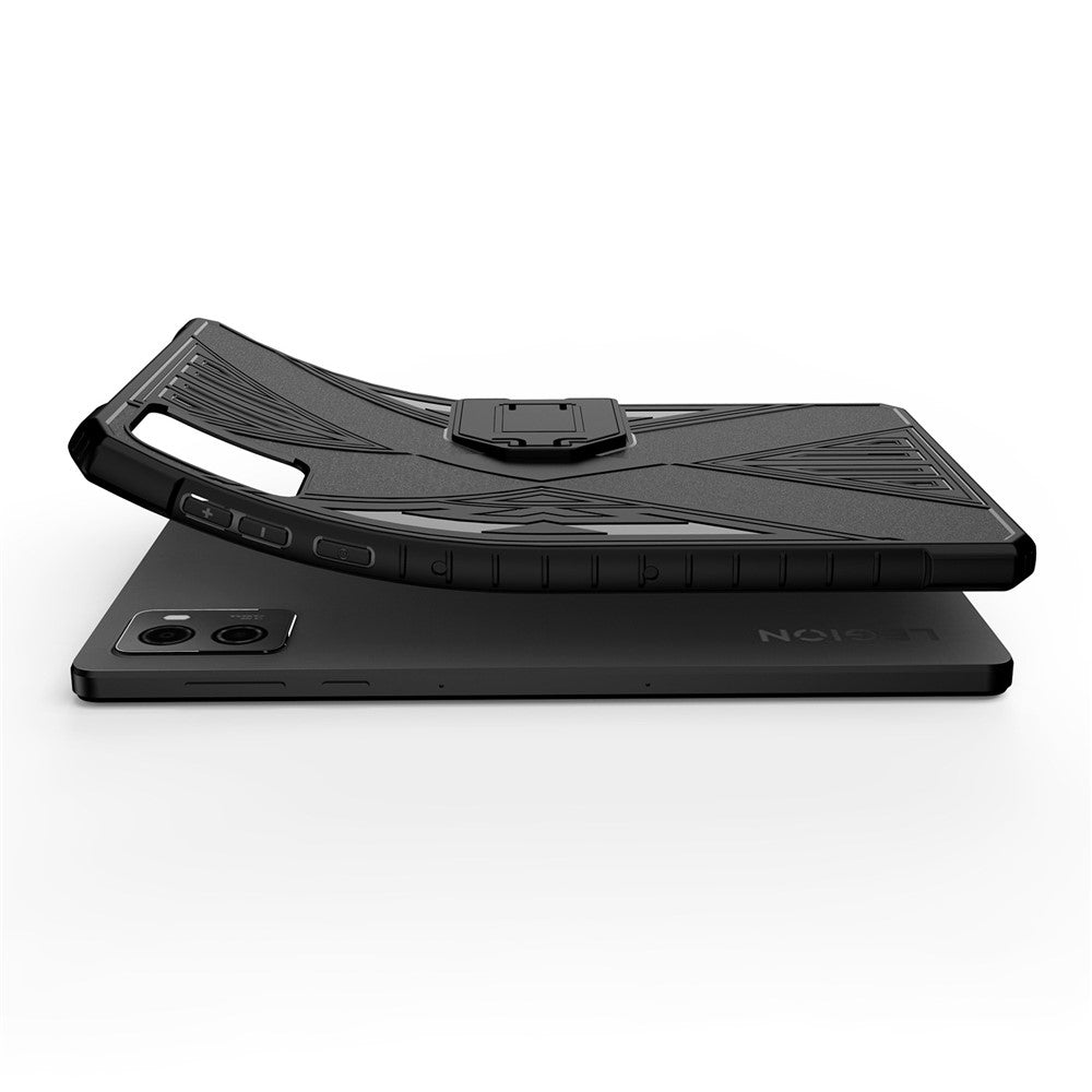 PC+TPU Hybrid Tablet Case for Lenovo Legion Y700 (2023) Foldable Kickstand Drop-proof Tablet Cover - Black