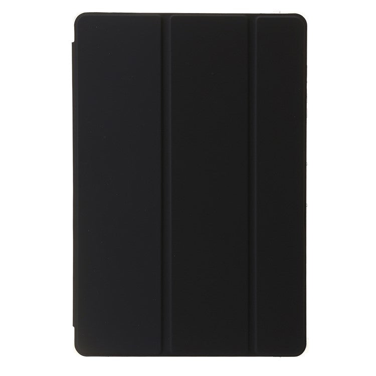 For Samsung Galaxy Tab S9+ Tri-fold Stand Smart Cover PU Leather+Acrylic+TPU Transparent Tablet Case - Black